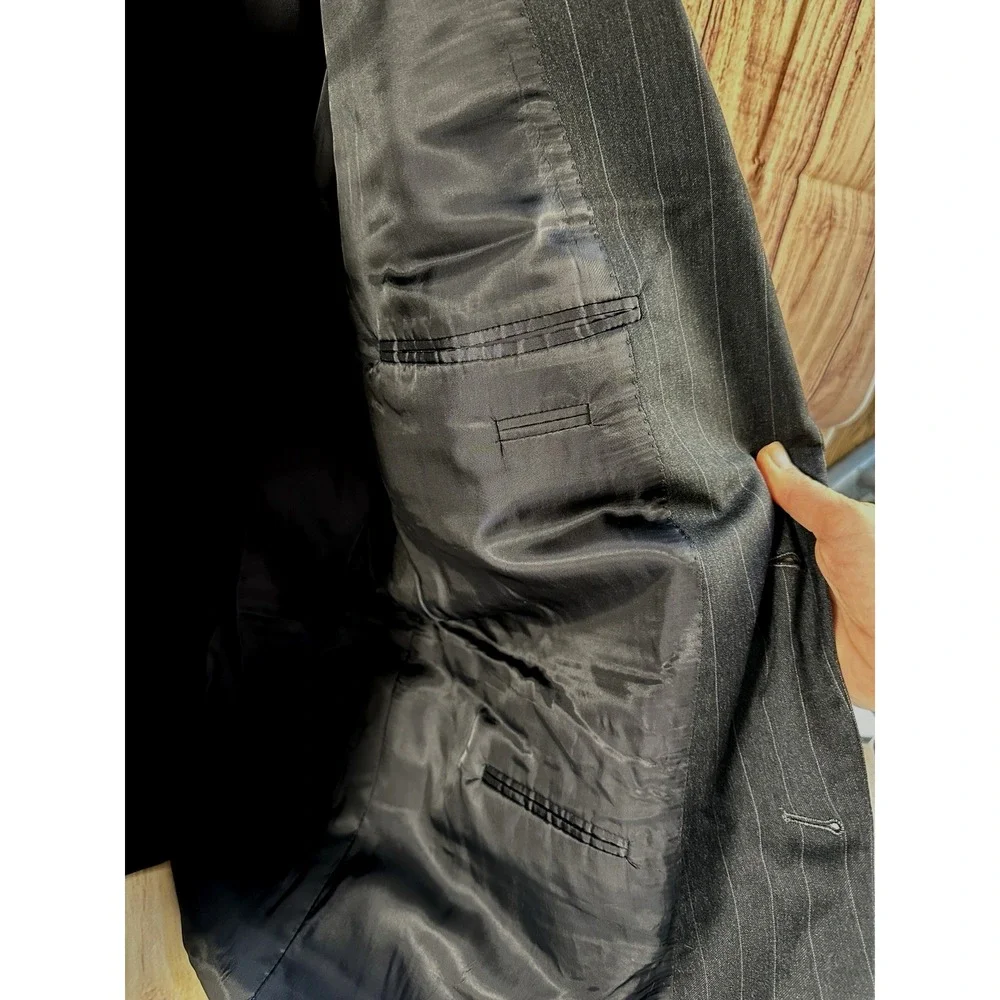 Joseph A Bank Men Blazer 50REG‎ Dark Gray Pinstriped 100% Wool 2 Button Front